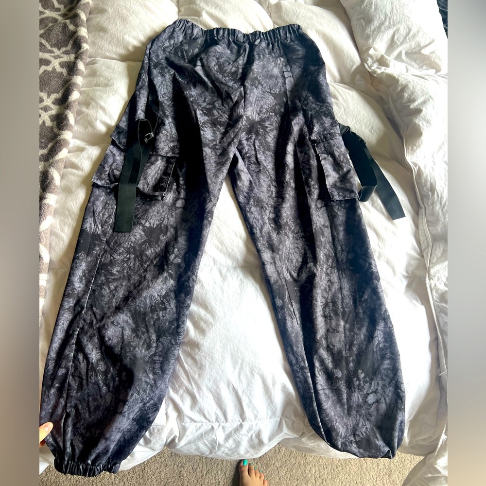 Marble, tie dye utility joggers.